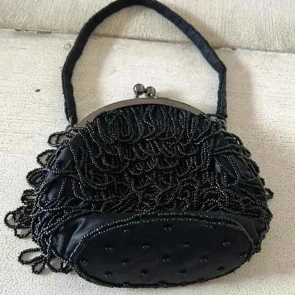 Black beaded evening bag - Picture 2 of 10